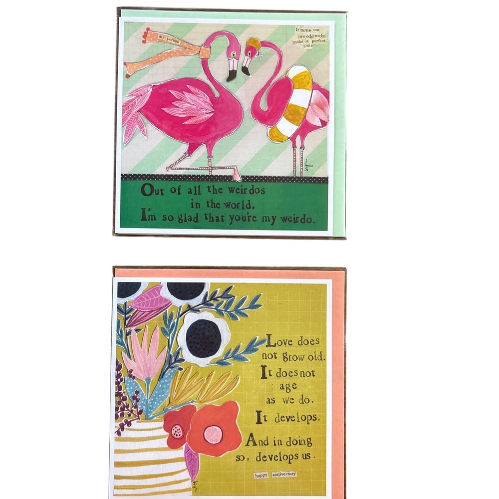 2 Curly Girl Design Cards,‎ Odd Pair Love Wedding Anniversary, Friendship Cards